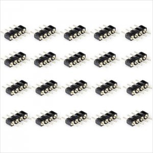 4-Pin 10mm Male to Male Connector Black for RGB Strip Lights - 20PCS