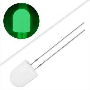 8mm Diffused Green Super Bright Round Through Hole LED - 510 nm - 360 Degree Viewing Angle