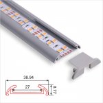 C029 Series 38x8mm LED Strip Channel - Special Design PC Diffuser LED Aluminum Profile