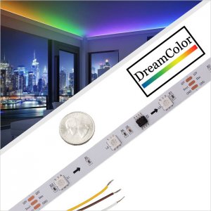 5m WS2811 Digital RGB LED Strip Light - 9 LEDs/ft - Addressable Color-Chasing LED Tape Light - 12V - IP20