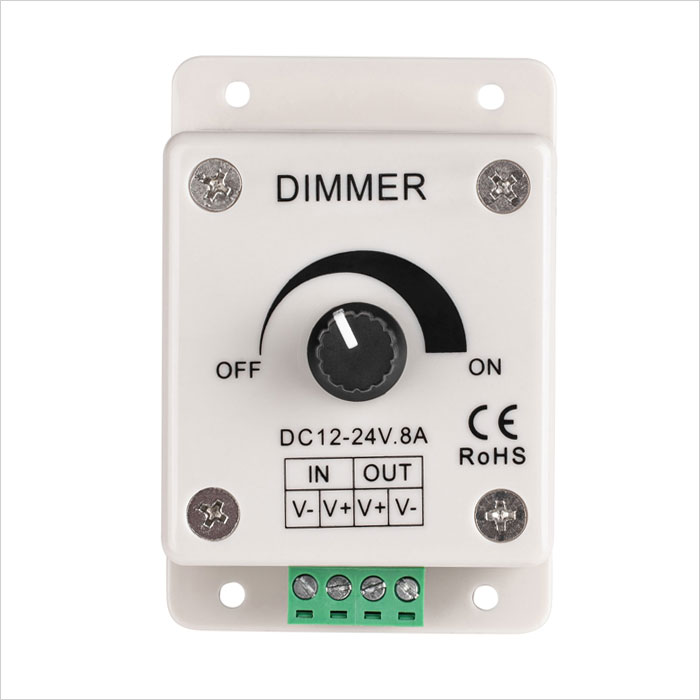 Single Color LED Light Dimmer 12-24 VDC 8A for LED Light Strips, LD-8A