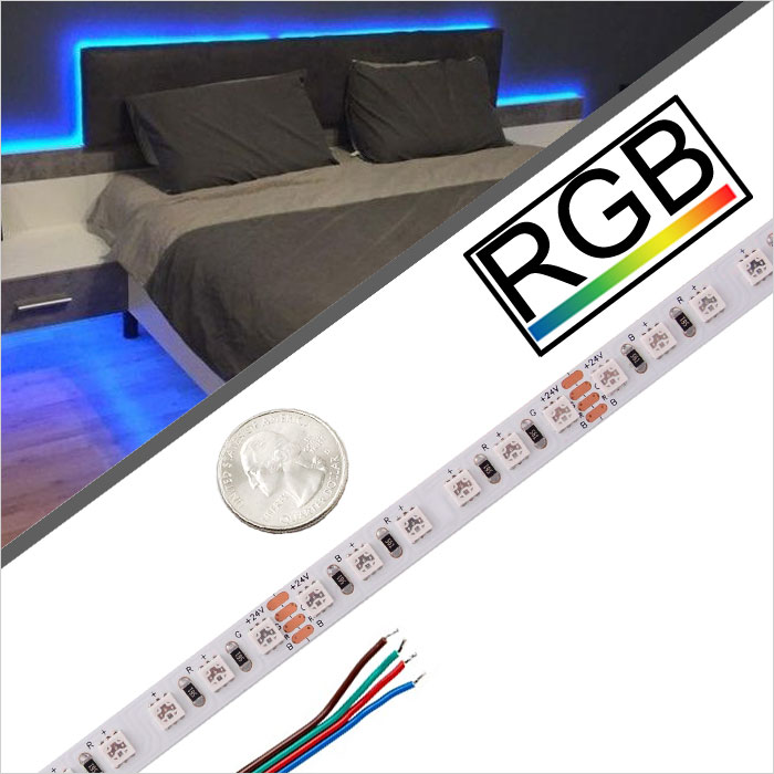 RGB LED Strip 120 LEDs/m, 5m/16.4 Reel – High Density (+ Optional  Controller and Power Supply)